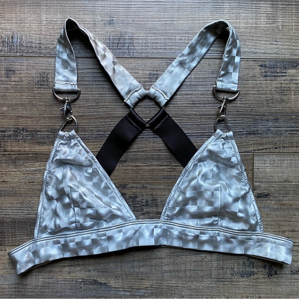 Club Exx Holographic Silver Bra Top